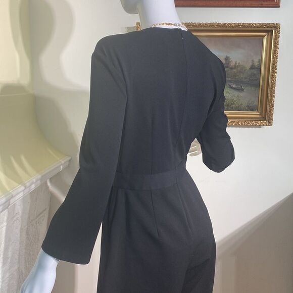 Halston Jumpsuit Black Wide Leg Long Sleeves - Picture 6 of 9